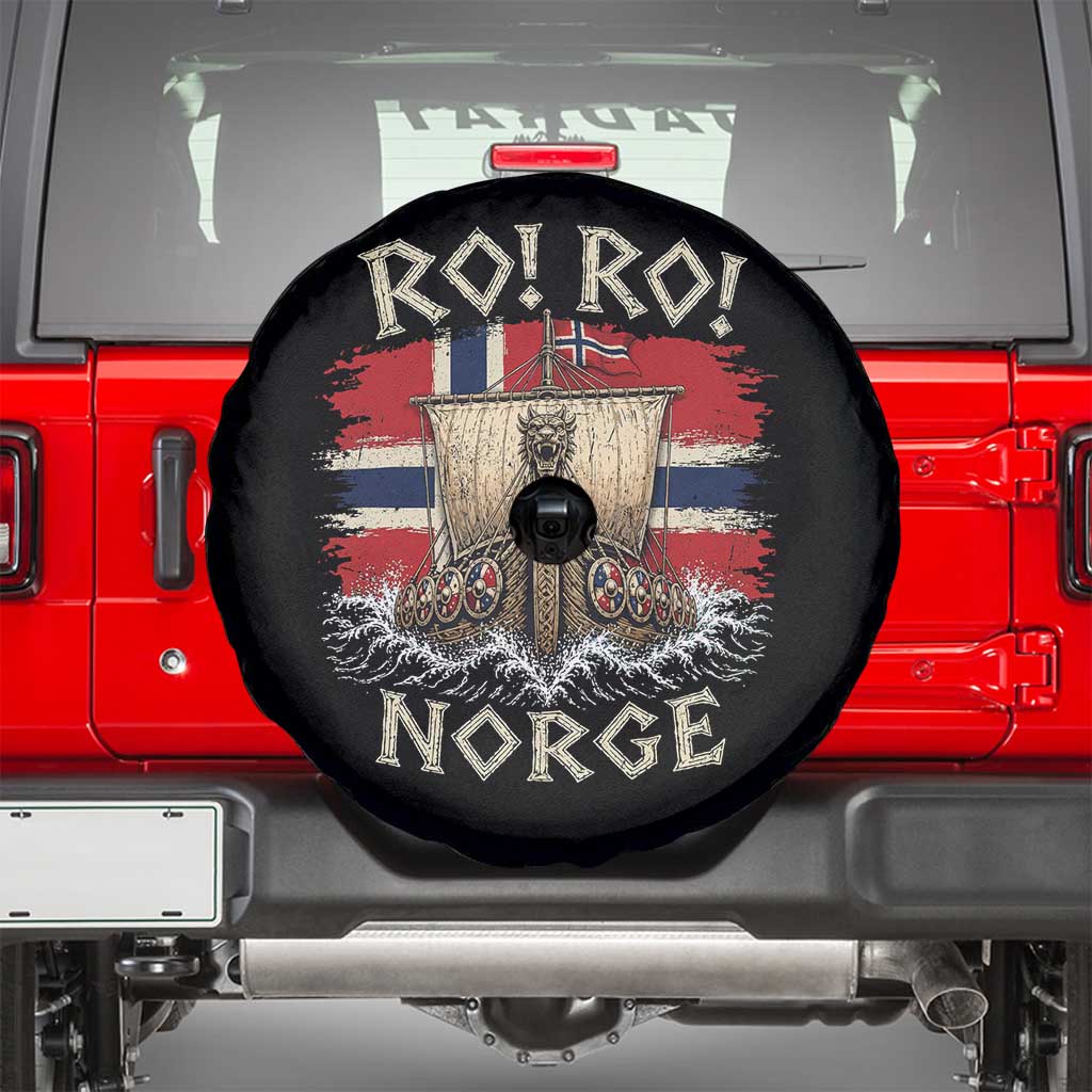 Retro Norge Viking Longship Ro Ro Spare Tire Cover Patriotic Norge Norwegian Flag Funny Rowing Support