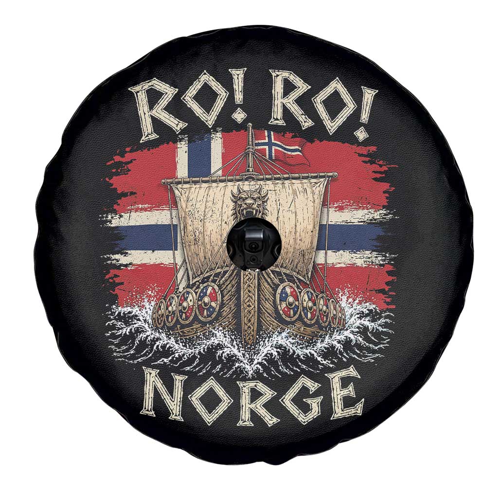 Retro Norge Viking Longship Ro Ro Spare Tire Cover Patriotic Norge Norwegian Flag Funny Rowing Support