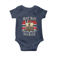 Retro Norge Viking Longship Ro Ro Baby Onesie Patriotic Norge Norwegian Flag Funny Rowing Support