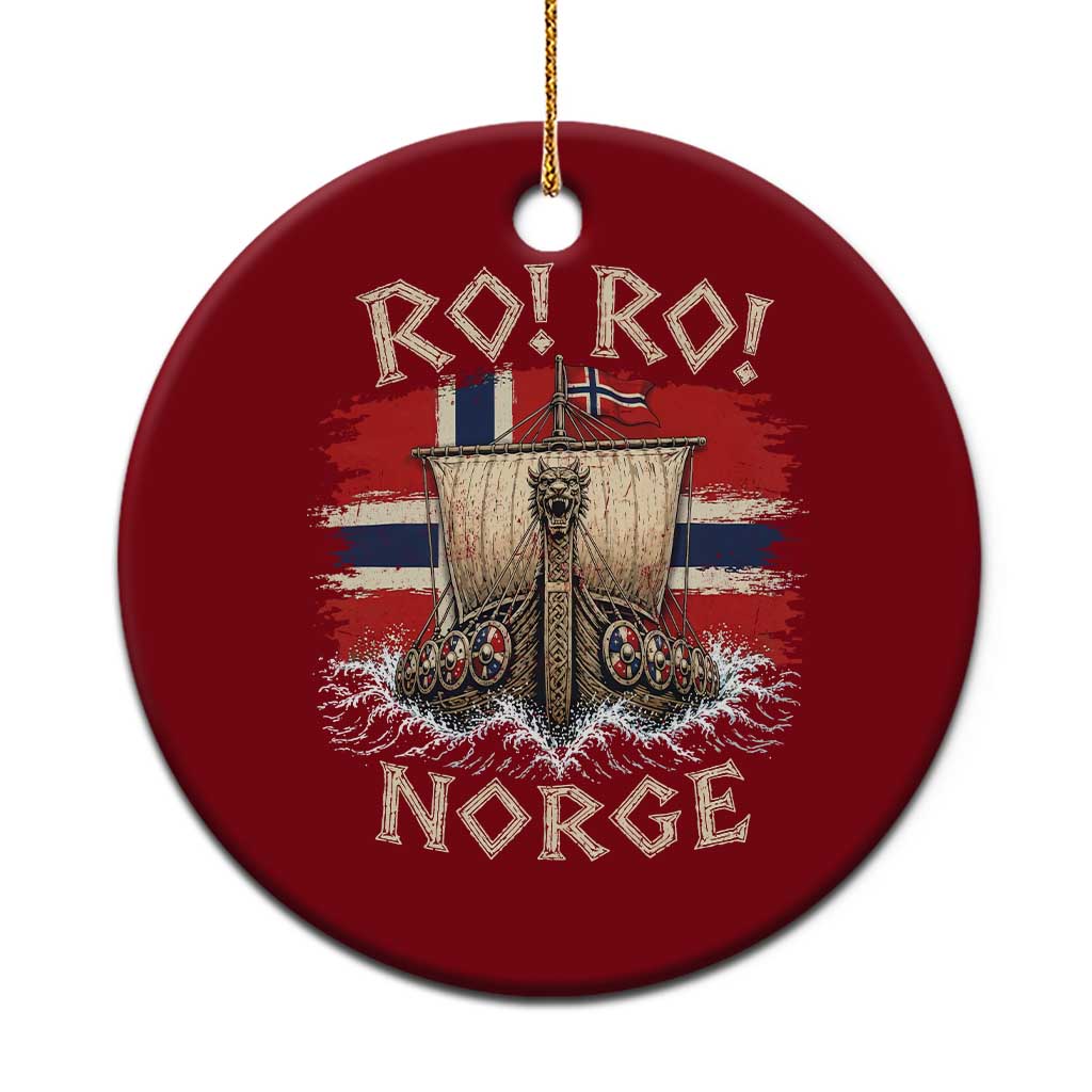 Retro Norge Viking Longship Ro Ro Ceramic Ornament Patriotic Norge Norwegian Flag Funny Rowing Support