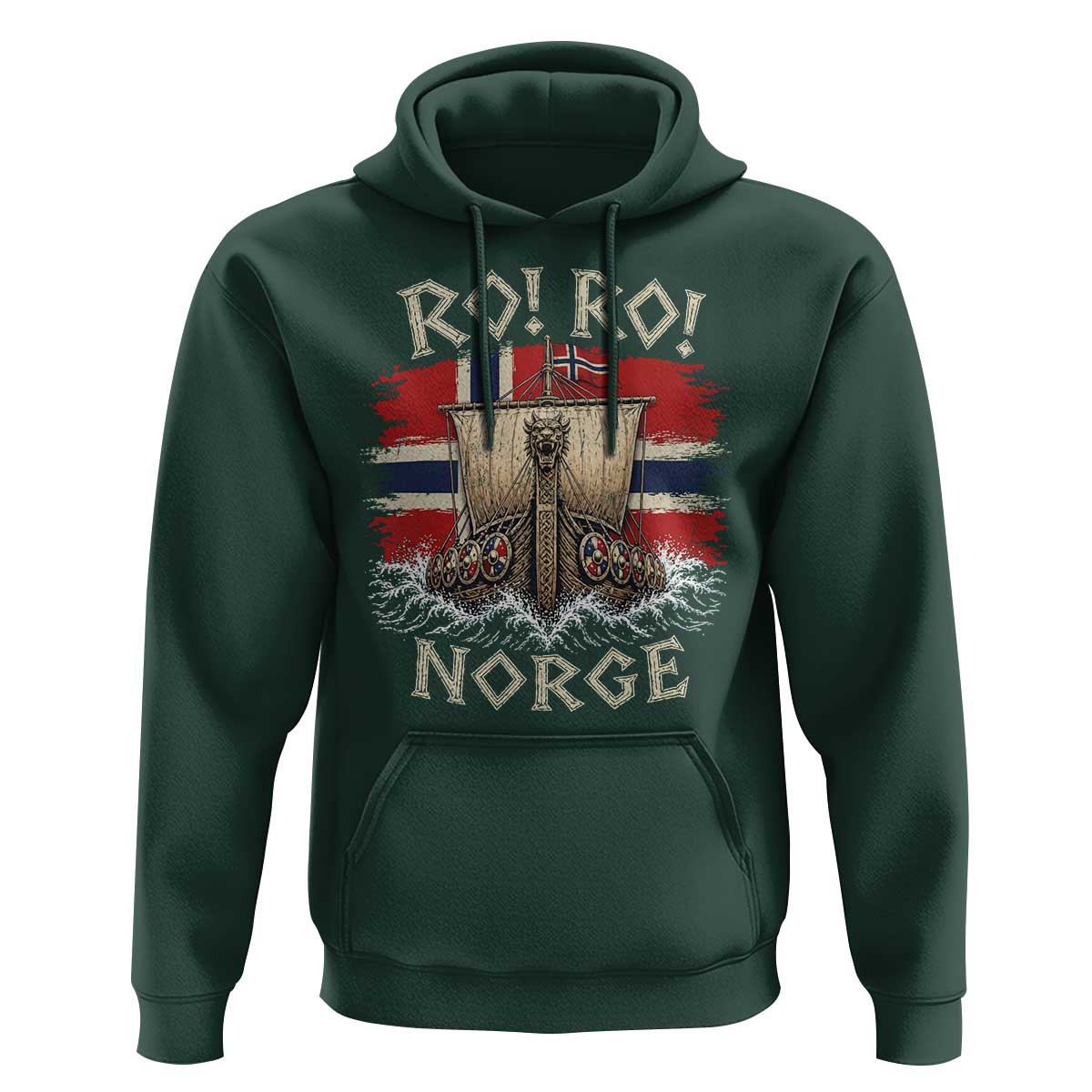 Retro Norge Viking Longship Ro Ro Hoodie Patriotic Norge Norwegian Flag Funny Rowing Support