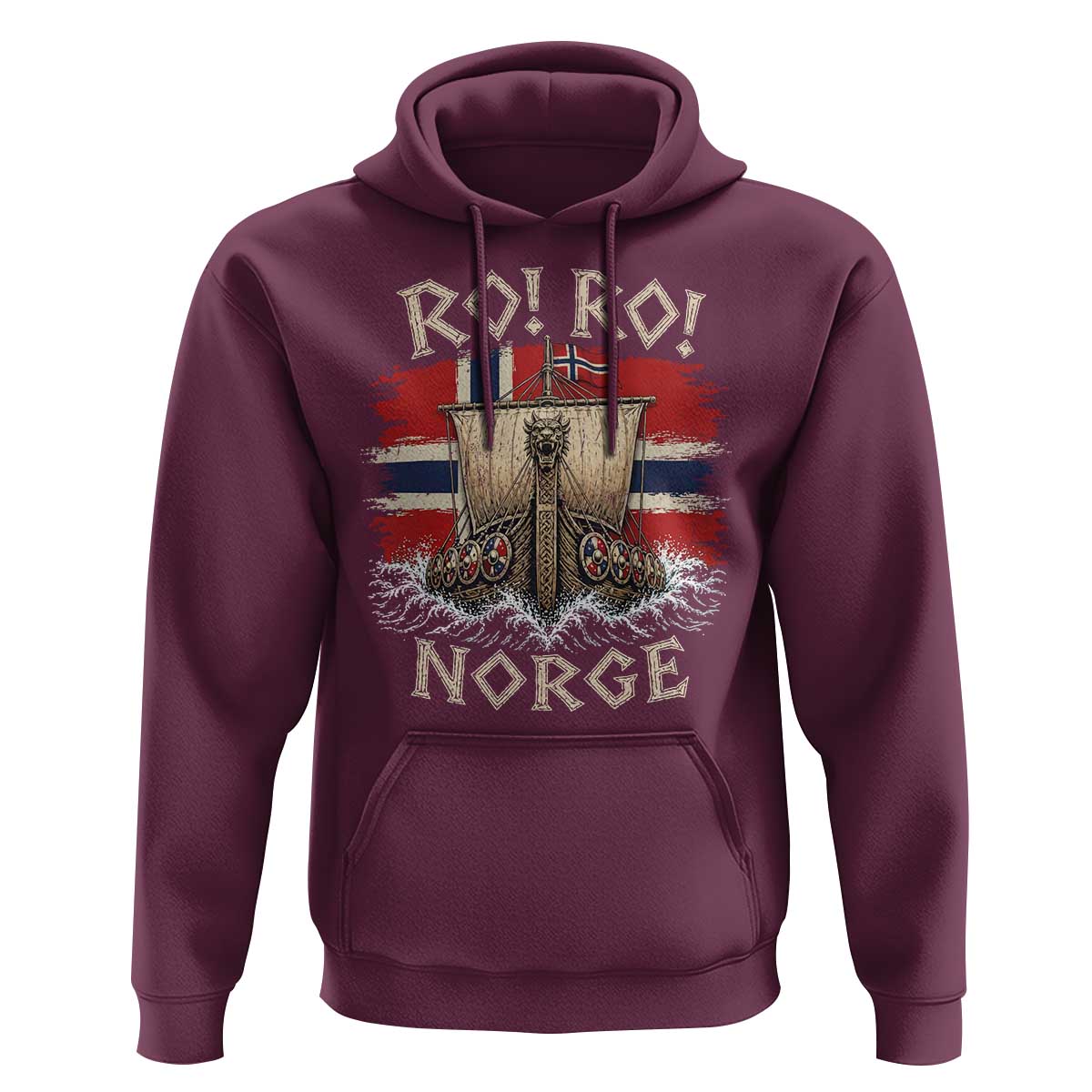 Retro Norge Viking Longship Ro Ro Hoodie Patriotic Norge Norwegian Flag Funny Rowing Support