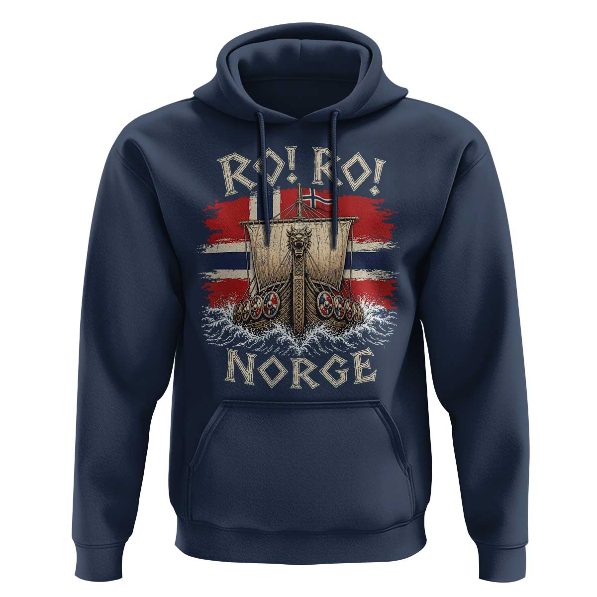 Retro Norge Viking Longship Ro Ro Hoodie Patriotic Norge Norwegian Flag Funny Rowing Support