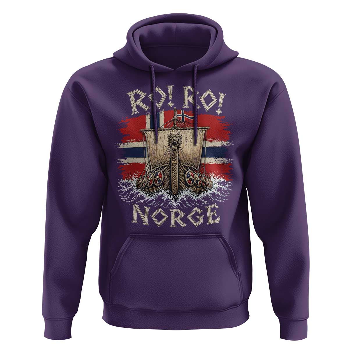 Retro Norge Viking Longship Ro Ro Hoodie Patriotic Norge Norwegian Flag Funny Rowing Support