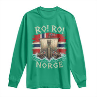 Retro Norge Viking Longship Ro Ro Long Sleeve Shirt Patriotic Norge Norwegian Flag Funny Rowing Support
