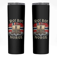Retro Norge Viking Longship Ro Ro Skinny Tumbler Patriotic Norge Norwegian Flag Funny Rowing Support