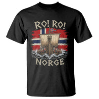 Retro Norge Viking Longship Ro Ro T Shirt Patriotic Norge Norwegian Flag Funny Rowing Support