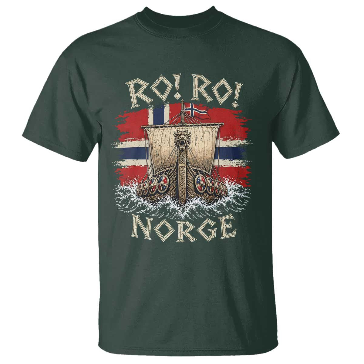 Retro Norge Viking Longship Ro Ro T Shirt Patriotic Norge Norwegian Flag Funny Rowing Support