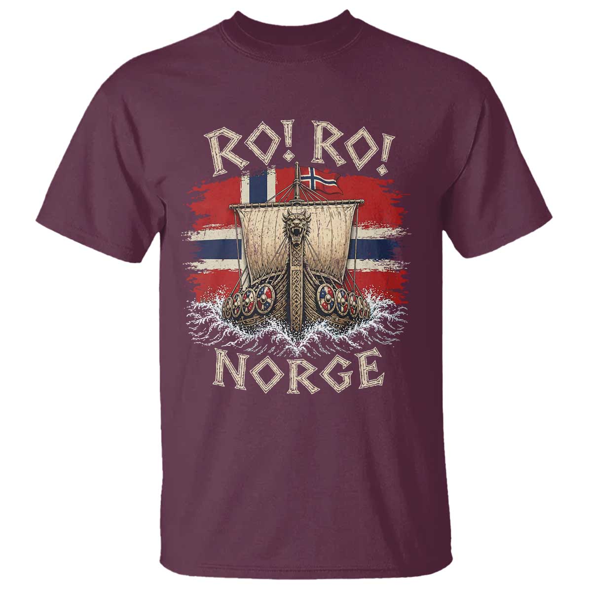Retro Norge Viking Longship Ro Ro T Shirt Patriotic Norge Norwegian Flag Funny Rowing Support