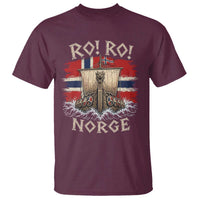 Retro Norge Viking Longship Ro Ro T Shirt Patriotic Norge Norwegian Flag Funny Rowing Support