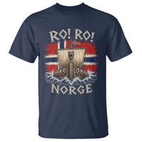 Retro Norge Viking Longship Ro Ro T Shirt Patriotic Norge Norwegian Flag Funny Rowing Support
