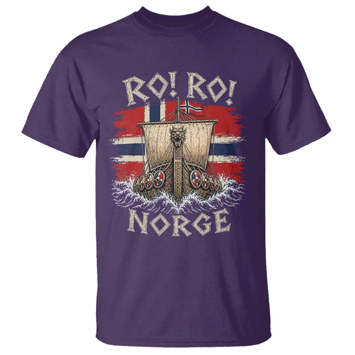 Retro Norge Viking Longship Ro Ro T Shirt Patriotic Norge Norwegian Flag Funny Rowing Support