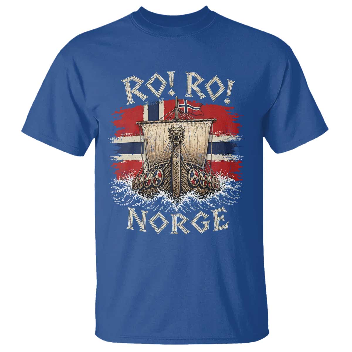 Retro Norge Viking Longship Ro Ro T Shirt Patriotic Norge Norwegian Flag Funny Rowing Support