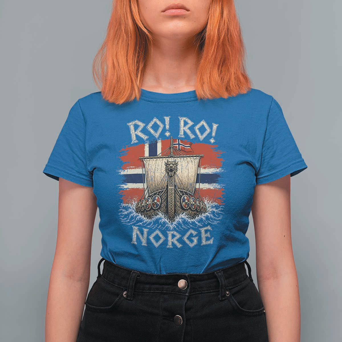 Retro Norge Viking Longship Ro Ro T Shirt For Women Patriotic Norge Norwegian Flag Funny Rowing Support