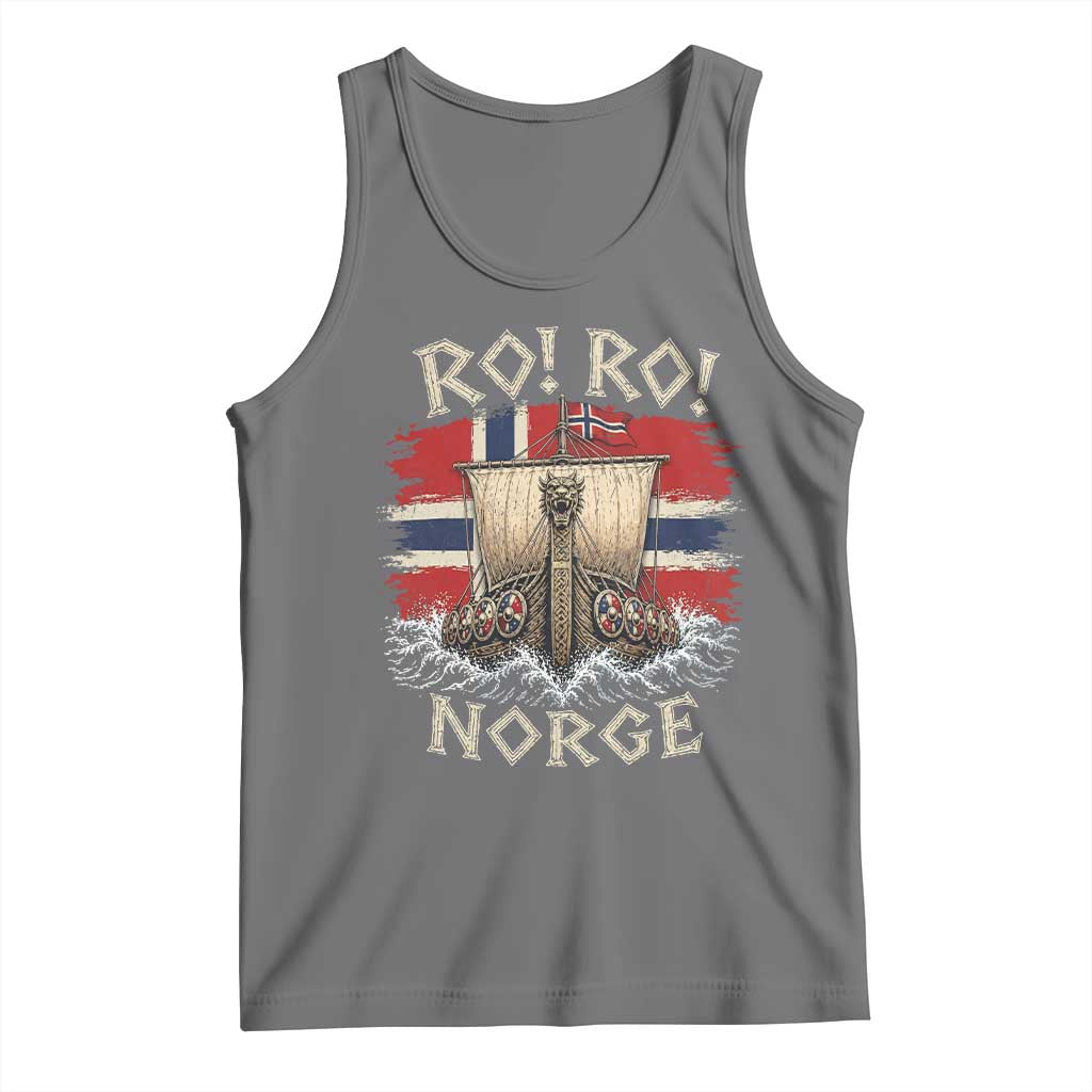 Retro Norge Viking Longship Ro Ro Tank Top Patriotic Norge Norwegian Flag Funny Rowing Support