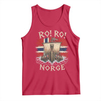 Retro Norge Viking Longship Ro Ro Tank Top Patriotic Norge Norwegian Flag Funny Rowing Support