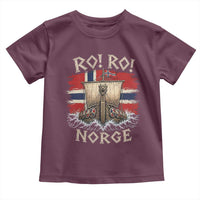 Retro Norge Viking Longship Ro Ro Toddler T Shirt Patriotic Norge Norwegian Flag Funny Rowing Support