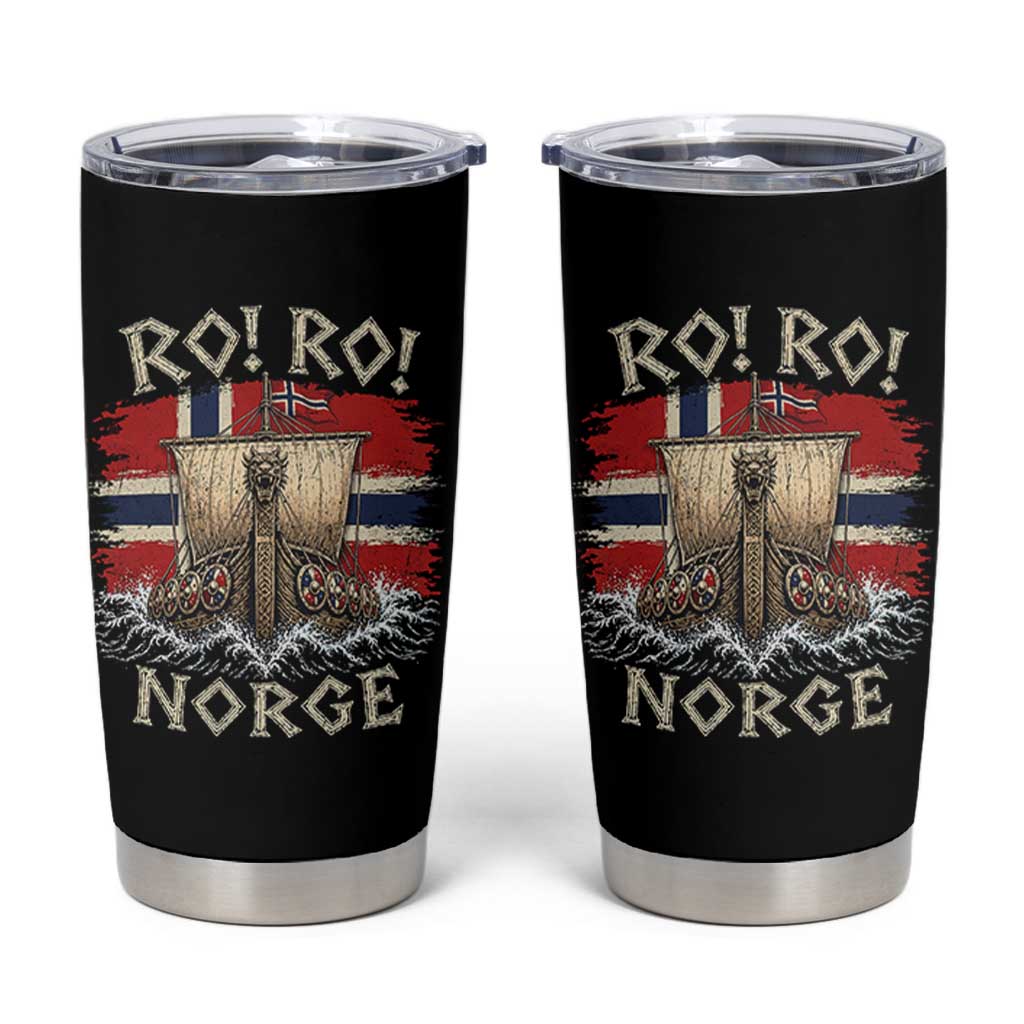 Retro Norge Viking Longship Ro Ro Tumbler Cup Patriotic Norge Norwegian Flag Funny Rowing Support