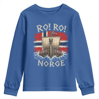 Retro Norge Viking Longship Ro Ro Youth Sweatshirt Patriotic Norge Norwegian Flag Funny Rowing Support