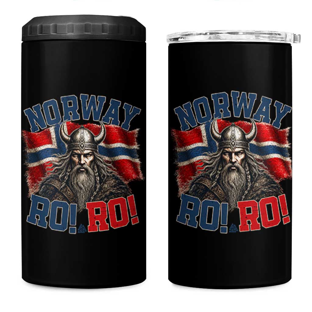 Fierce Norway Viking Warrior Ro Ro 4 in 1 Can Cooler Tumbler Patriotic Norge Norwegian Flag Funny Rowing Support