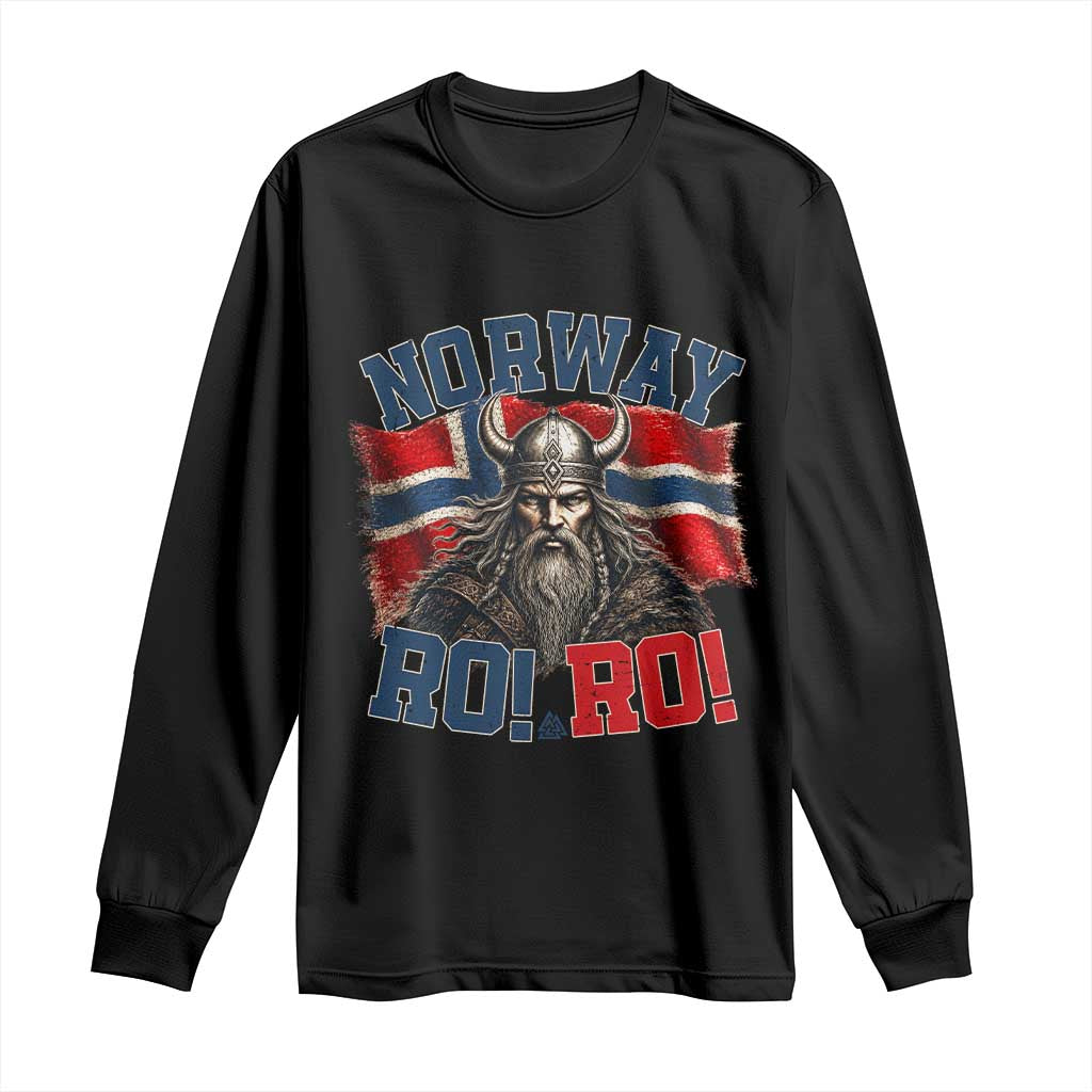 Fierce Norway Viking Warrior Ro Ro Long Sleeve Shirt Patriotic Norge Norwegian Flag Funny Rowing Support