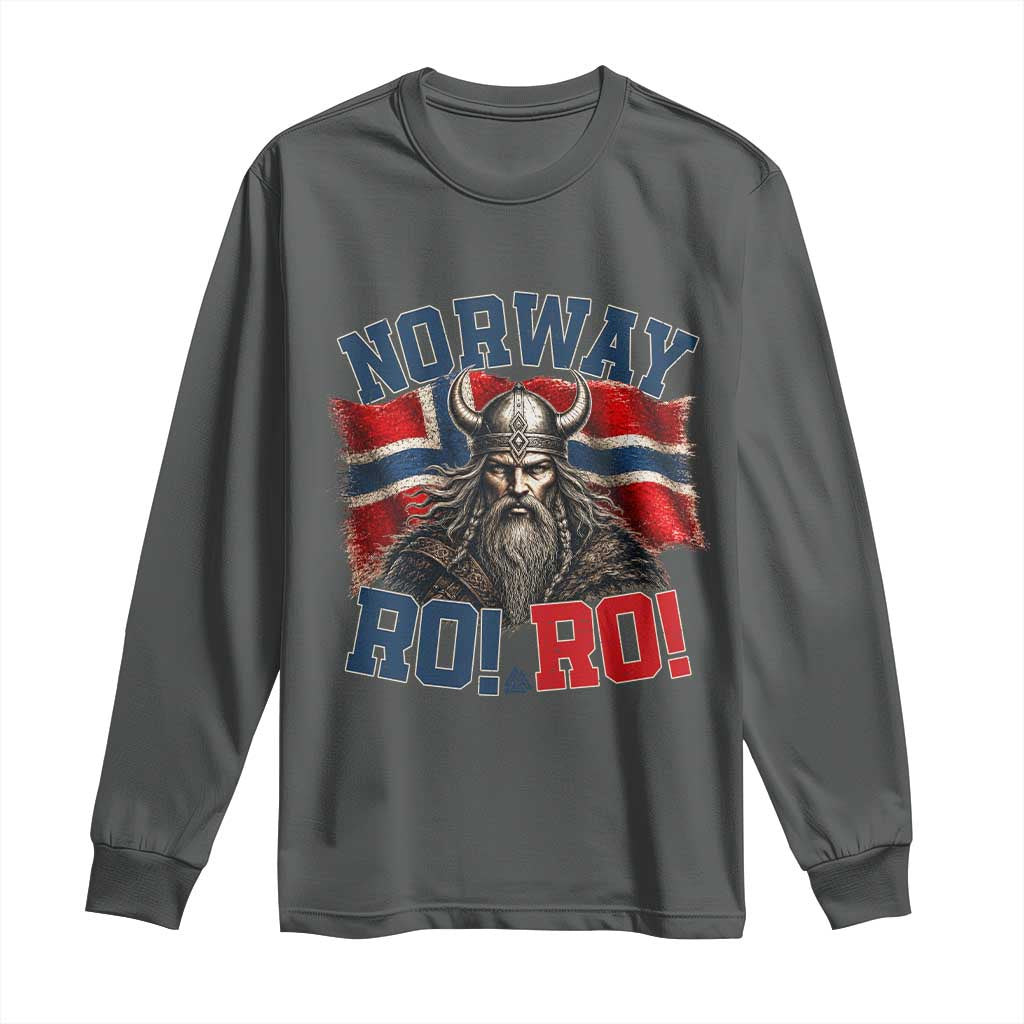 Fierce Norway Viking Warrior Ro Ro Long Sleeve Shirt Patriotic Norge Norwegian Flag Funny Rowing Support
