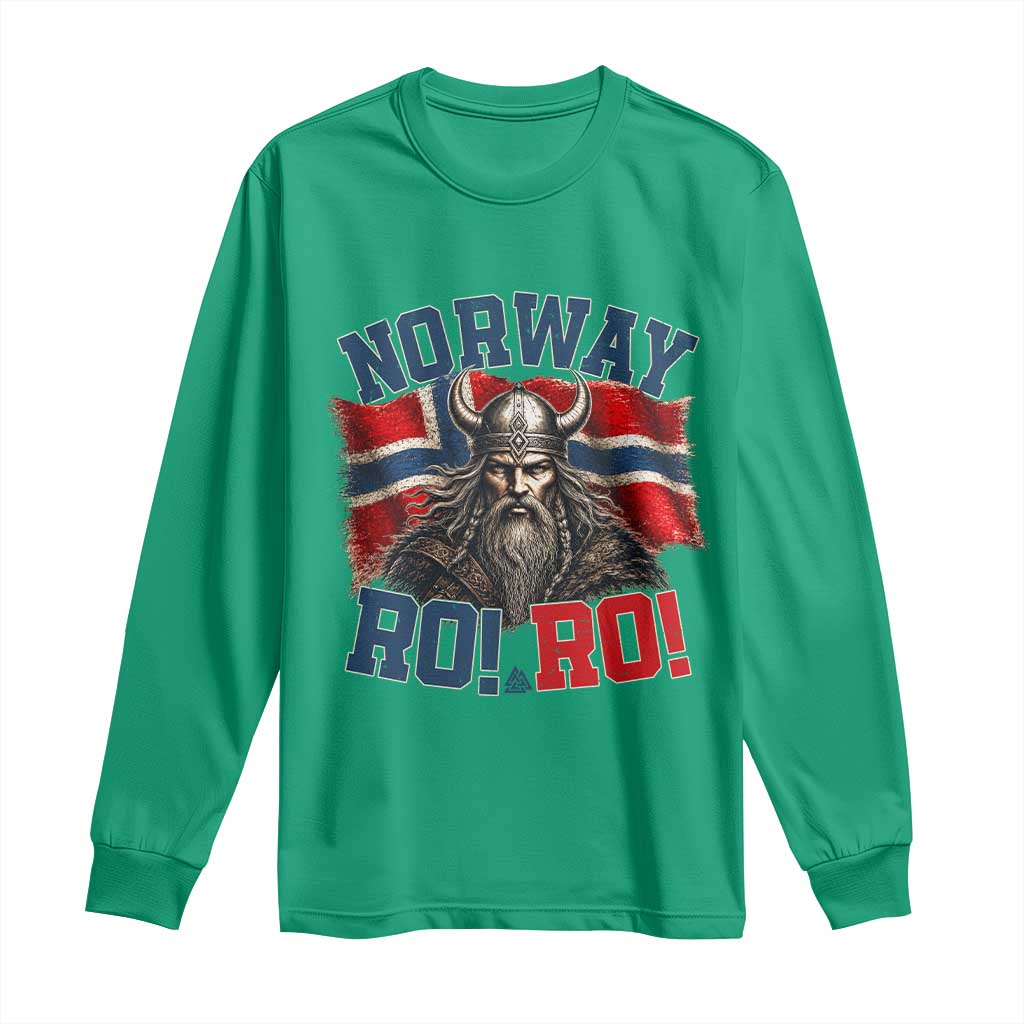 Fierce Norway Viking Warrior Ro Ro Long Sleeve Shirt Patriotic Norge Norwegian Flag Funny Rowing Support