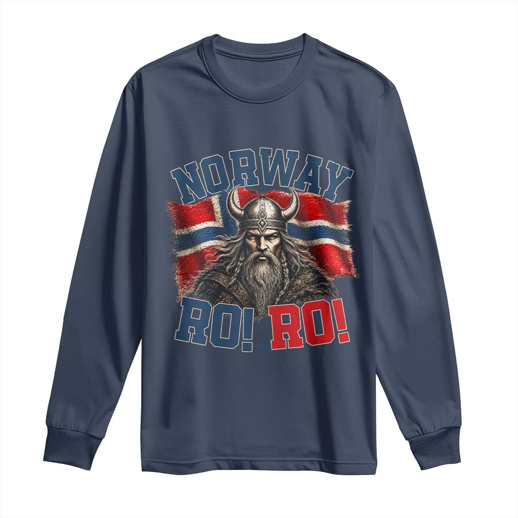 Fierce Norway Viking Warrior Ro Ro Long Sleeve Shirt Patriotic Norge Norwegian Flag Funny Rowing Support