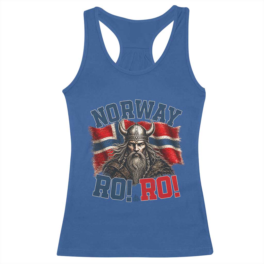 Fierce Norway Viking Warrior Ro Ro Racerback Tank Top Patriotic Norge Norwegian Flag Funny Rowing Support