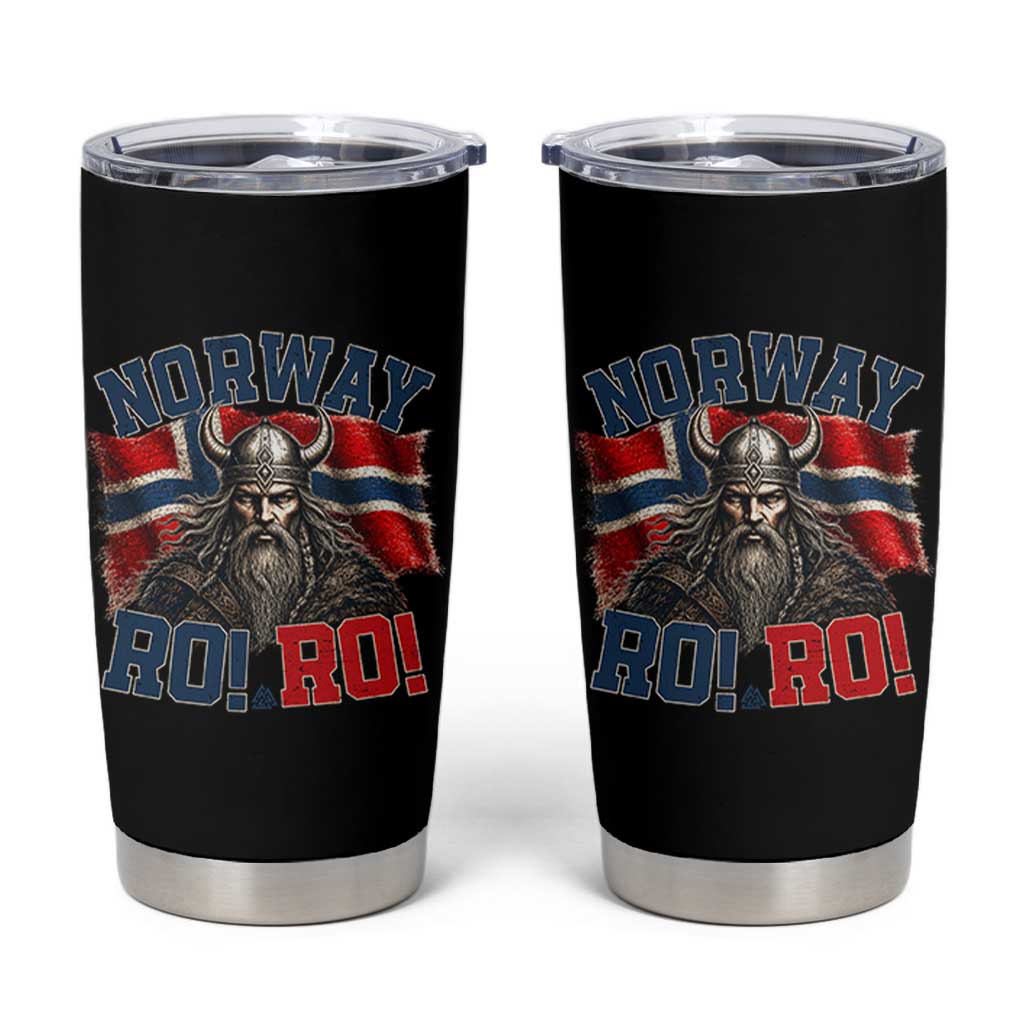Fierce Norway Viking Warrior Ro Ro Tumbler Cup Patriotic Norge Norwegian Flag Funny Rowing Support