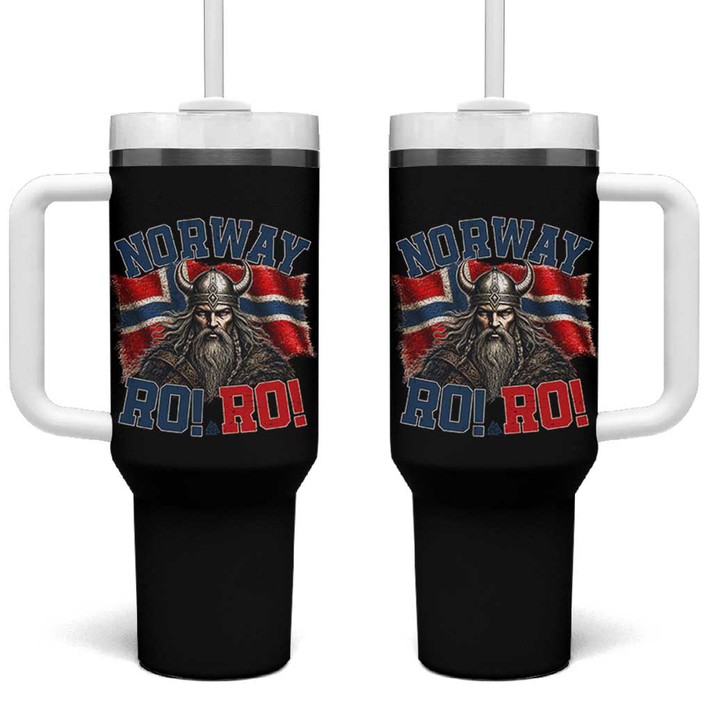 Fierce Norway Viking Warrior Ro Ro Tumbler With Handle Patriotic Norge Norwegian Flag Funny Rowing Support