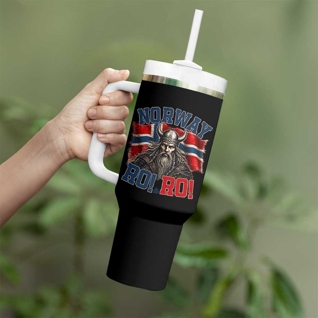 Fierce Norway Viking Warrior Ro Ro Tumbler With Handle Patriotic Norge Norwegian Flag Funny Rowing Support