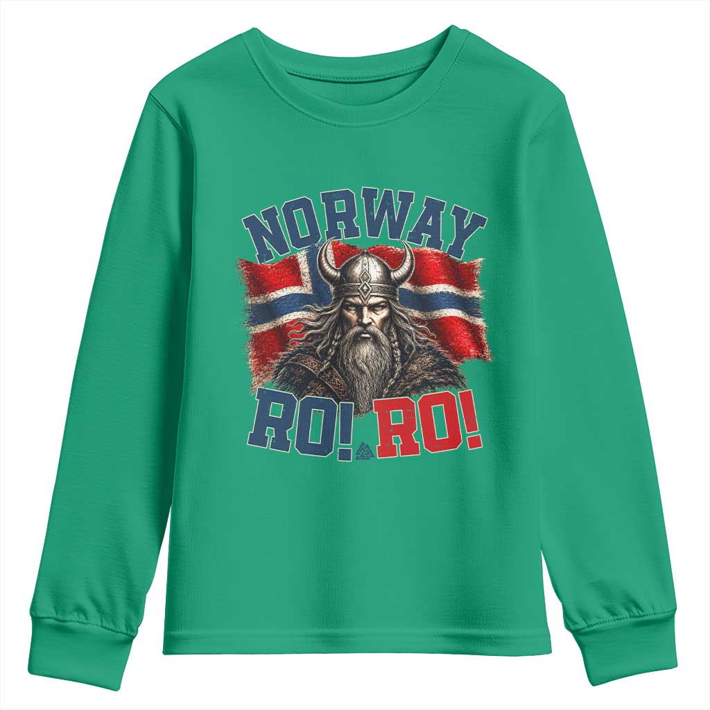 Fierce Norway Viking Warrior Ro Ro Youth Sweatshirt Patriotic Norge Norwegian Flag Funny Rowing Support