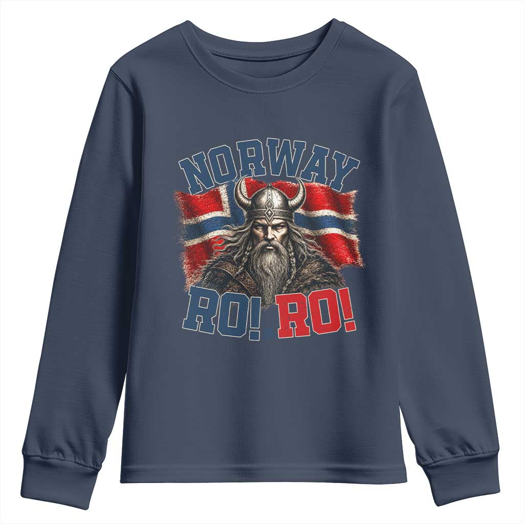 Fierce Norway Viking Warrior Ro Ro Youth Sweatshirt Patriotic Norge Norwegian Flag Funny Rowing Support