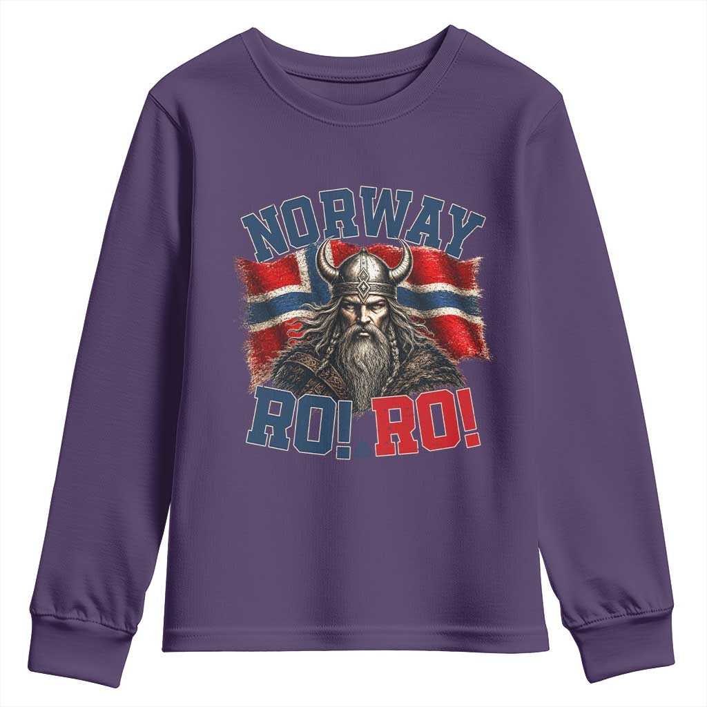 Fierce Norway Viking Warrior Ro Ro Youth Sweatshirt Patriotic Norge Norwegian Flag Funny Rowing Support