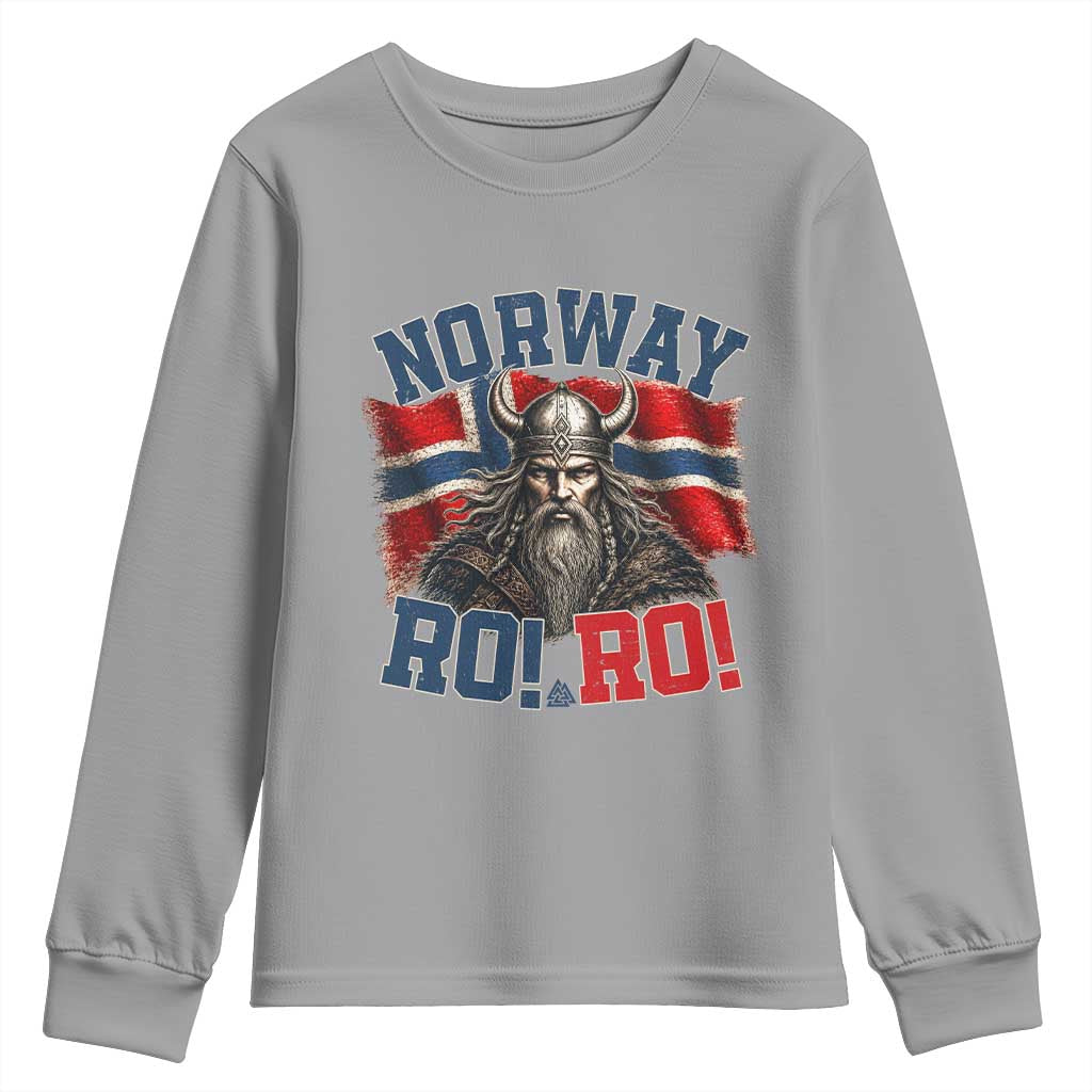 Fierce Norway Viking Warrior Ro Ro Youth Sweatshirt Patriotic Norge Norwegian Flag Funny Rowing Support