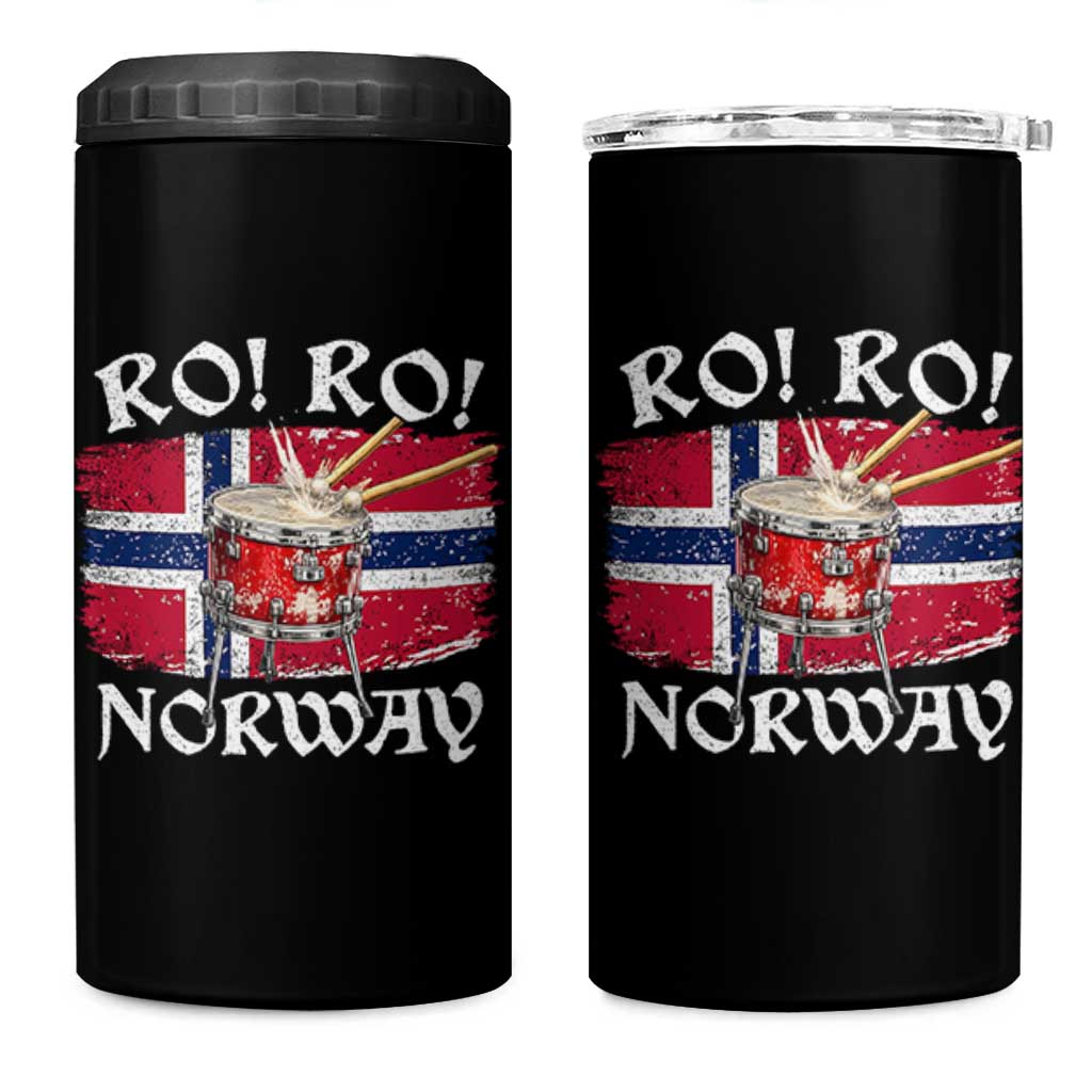 Funny Norway Drummer Ro Ro 4 in 1 Can Cooler Tumbler Patriotic Norge Norwegian Flag Rowing Support