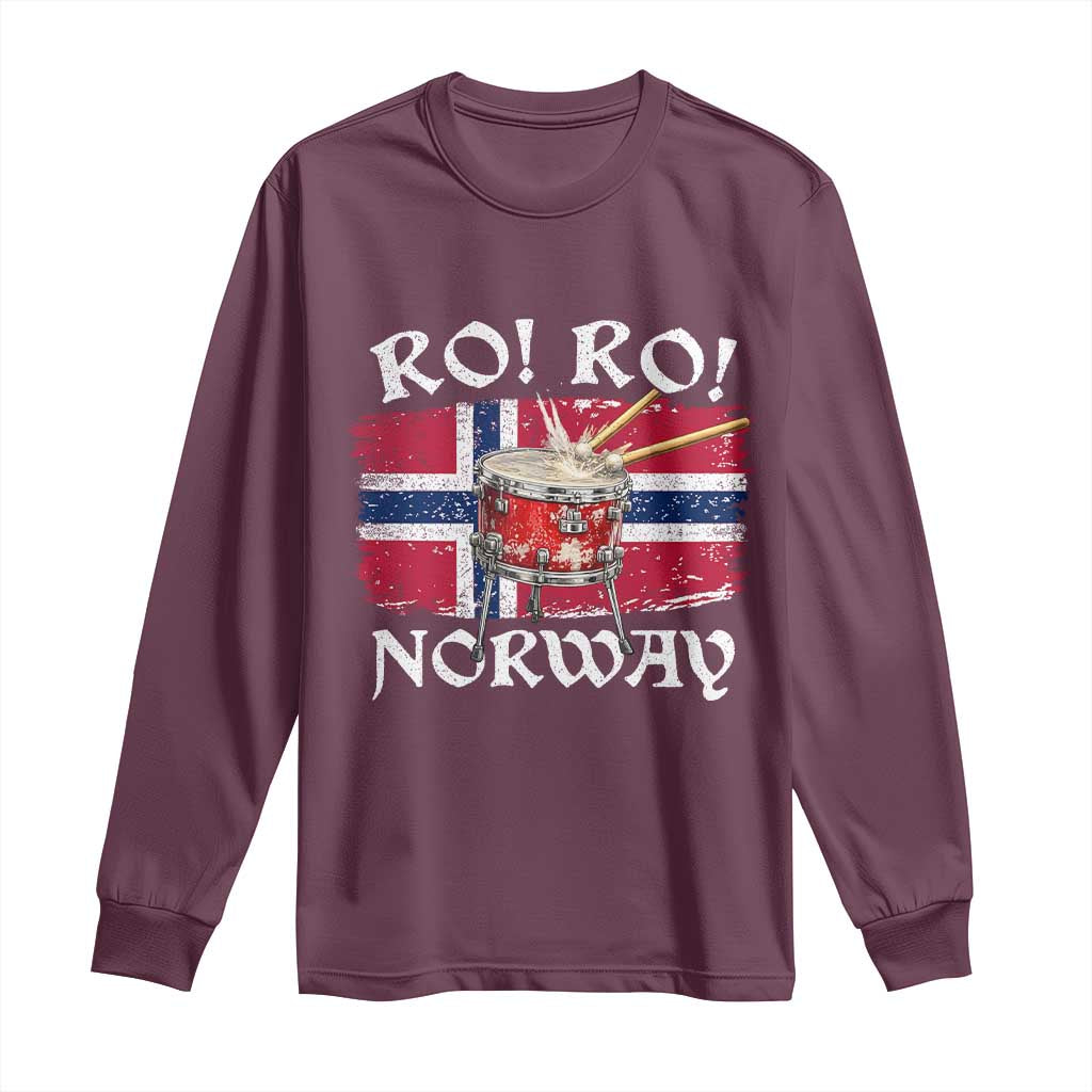 Funny Norway Drummer Ro Ro Long Sleeve Shirt Patriotic Norge Norwegian Flag Rowing Support