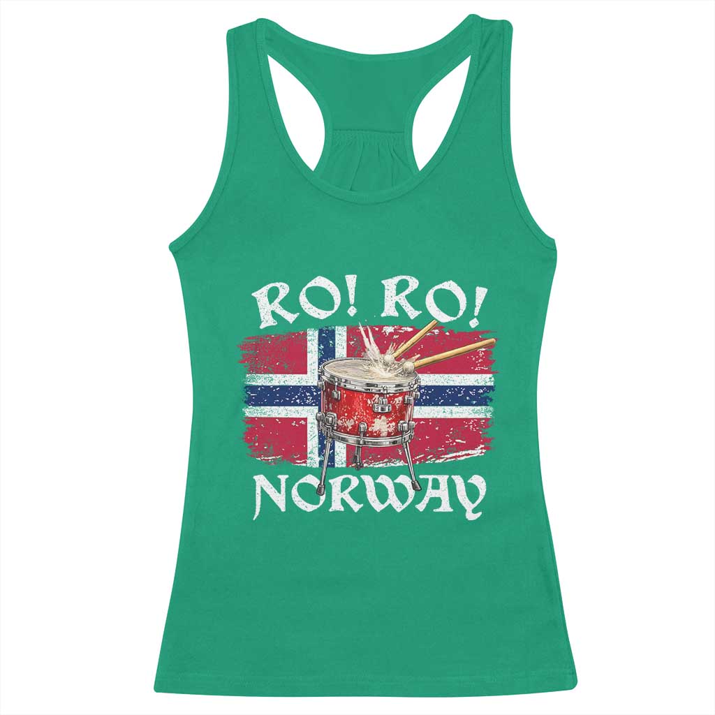 Funny Norway Drummer Ro Ro Racerback Tank Top Patriotic Norge Norwegian Flag Rowing Support
