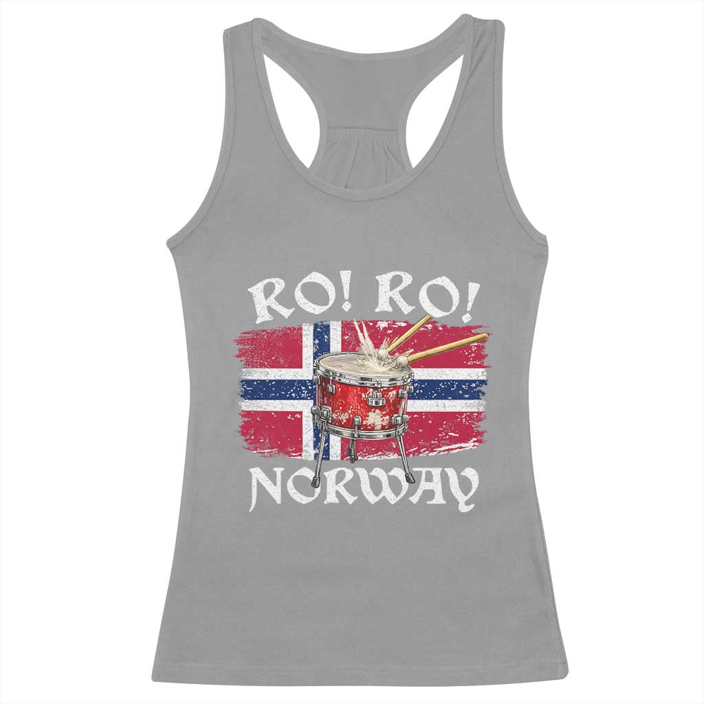 Funny Norway Drummer Ro Ro Racerback Tank Top Patriotic Norge Norwegian Flag Rowing Support