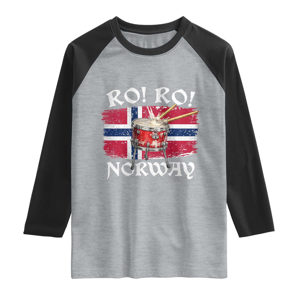 Funny Norway Drummer Ro Ro Raglan Shirt Patriotic Norge Norwegian Flag Rowing Support