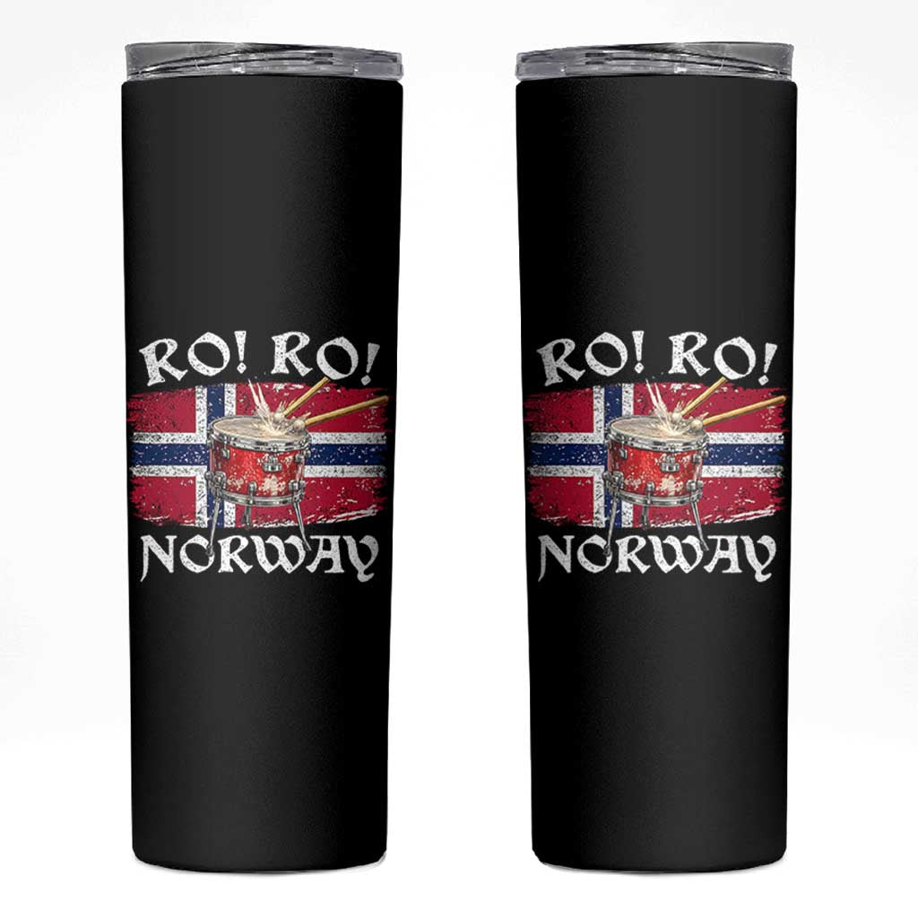 Funny Norway Drummer Ro Ro Skinny Tumbler Patriotic Norge Norwegian Flag Rowing Support