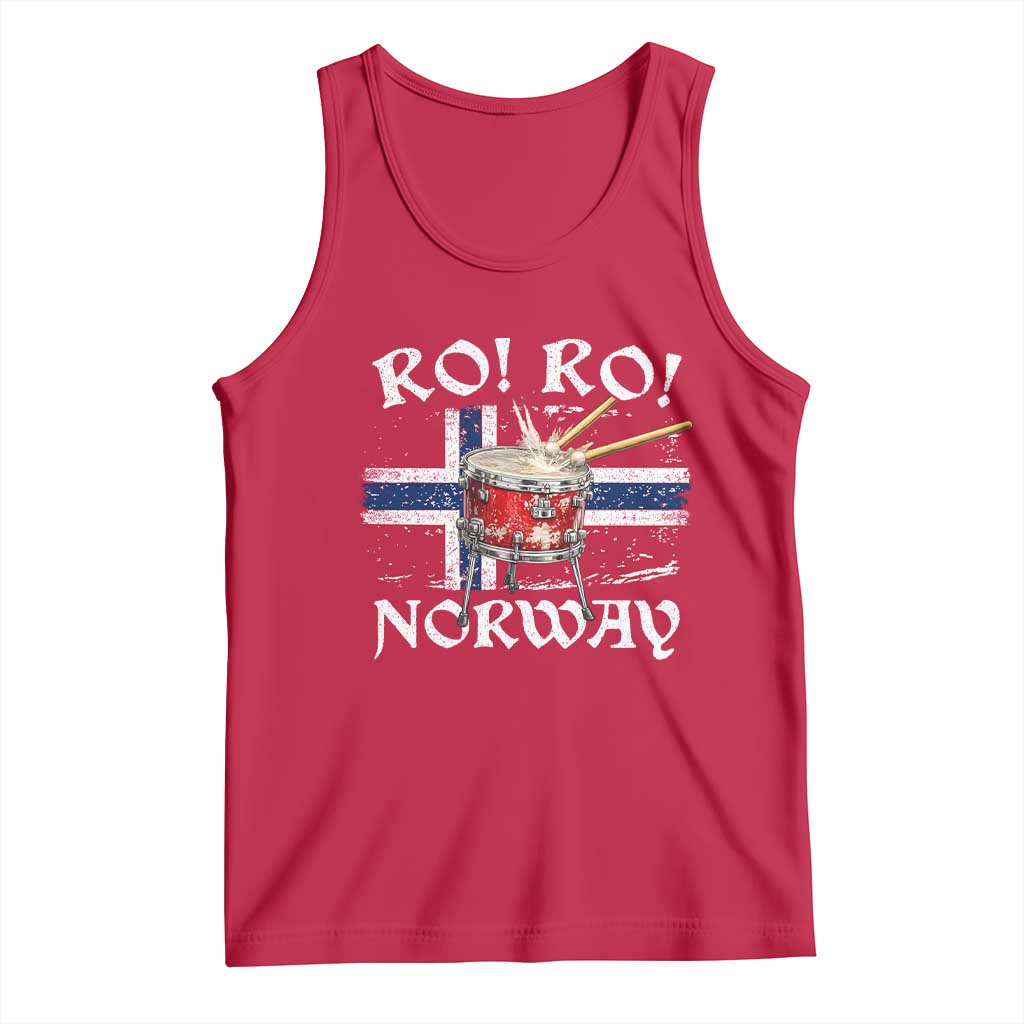 Funny Norway Drummer Ro Ro Tank Top Patriotic Norge Norwegian Flag Rowing Support