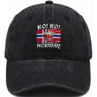 Funny Norway Drummer Ro Ro Washed Cotton Baseball Cap Patriotic Norge Norwegian Flag Rowing Support