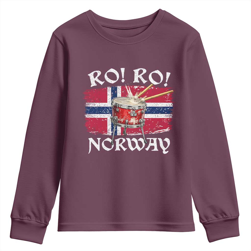 Funny Norway Drummer Ro Ro Youth Sweatshirt Patriotic Norge Norwegian Flag Rowing Support