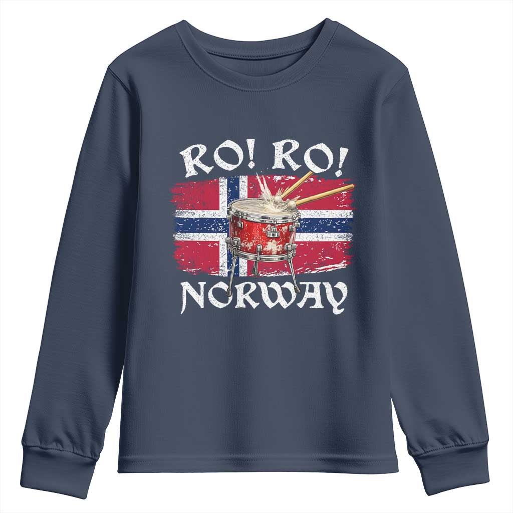 Funny Norway Drummer Ro Ro Youth Sweatshirt Patriotic Norge Norwegian Flag Rowing Support