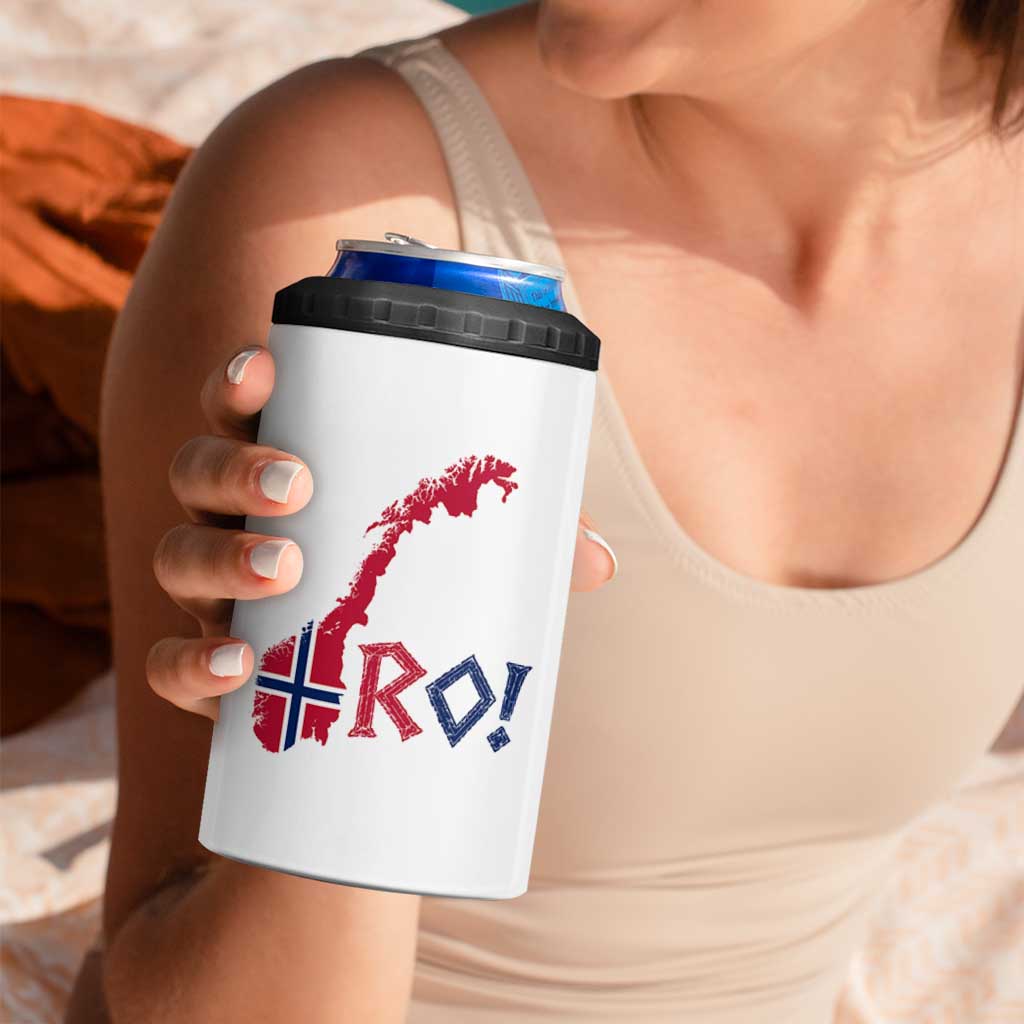Norway Flag Country Map Patriotic Ro Ro Chant 4 in 1 Can Cooler Tumbler Norwegian Viking Row Soccer Supporter Football Fans