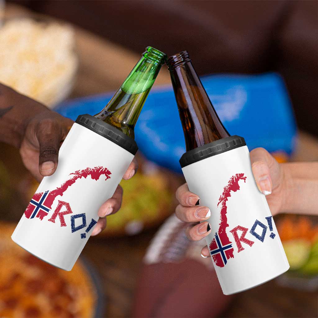 Norway Flag Country Map Patriotic Ro Ro Chant 4 in 1 Can Cooler Tumbler Norwegian Viking Row Soccer Supporter Football Fans
