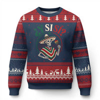 Funny Y Si Si Mexican Skeleton Ugly Christmas Sweater What If Yes Mexico Sombrero Poncho Fiesta Graphic