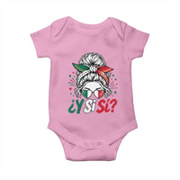Y Si Si Mexican Flag Messy Bun with Sunglasses Graphic Baby Onesie What If Yes Mexico Latina Pride